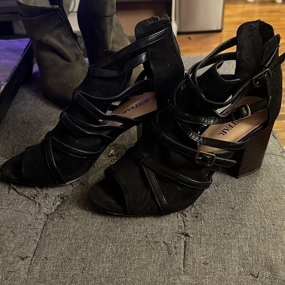Black Strap Heels/Booties - Picture 2 of 5